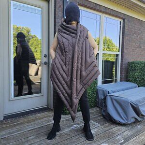 RICK OWENS Puffer Brown Sleeveless Cape Will Fit Small, Medium, Large
